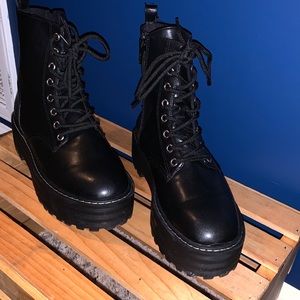 Black platform combat boots